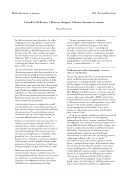 Critical Self-Reflection: a Means to Instigate a Culinary