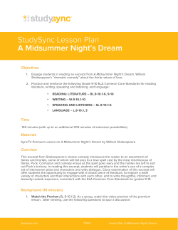 StudySync Lesson Plan A Midsummer Night`s Dream