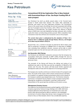 Kea Petroleum - Beaufort Securities