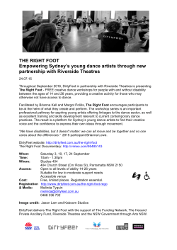 THE RIGHT FOOT Empowering Sydney`s young dance