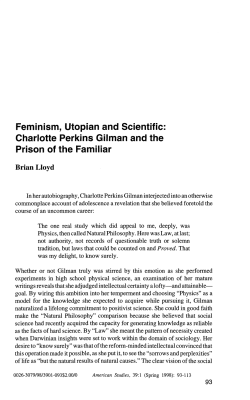Feminism, Utopian and Scientific: Charlotte Perkins Gilman and the