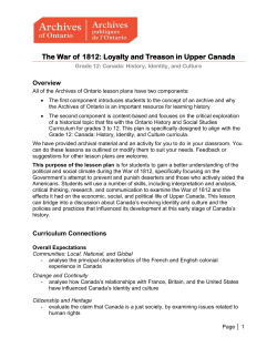 The War of 1812: Loyalty and Treason in Upper Canada