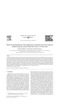 Removal and degradation of the fungicide dye malachite green from