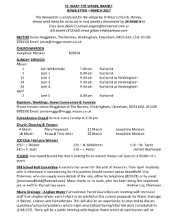 ST. MARY THE VIRGIN, BARNEY NEWSLETTER &ndash; MARCH 2017