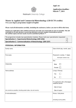 Master in Applied and Commercial Biotechnology (120 ECTS credits)