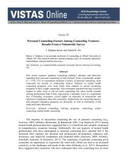Personal Counseling Factors Among Counseling Trainees: Results