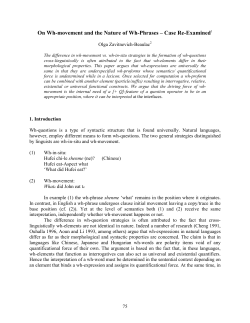 On Wh-movement and the Nature of Wh-Phrases - Case Re