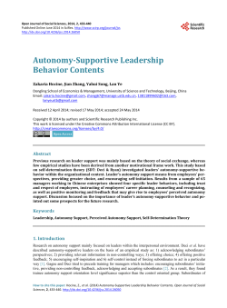 Autonomy-Supportive Leadership Behavior Contents