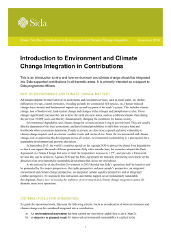 Introduction to Environment and Climate Change Integration