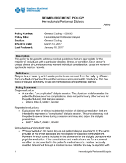 Hemodialysis/Peritoneal Dialysis - Blue Cross and Blue Shield of