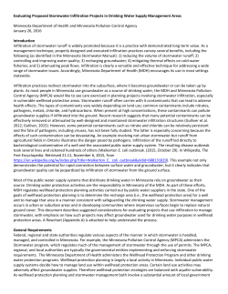 Evaluating Proposed Stormwater Infiltration Projects in Drinking