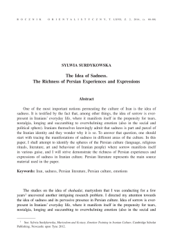 The Idea of Sadness. The Richness of Persian Experiences and