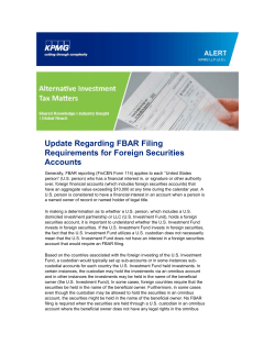 Update Regarding FBAR Filing Requirements for Foreign