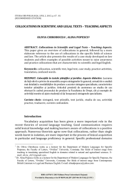 Collocations in Scientific and Legal Texts &ndash; Teaching