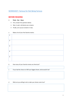 Worksheet: Famous for not being famous