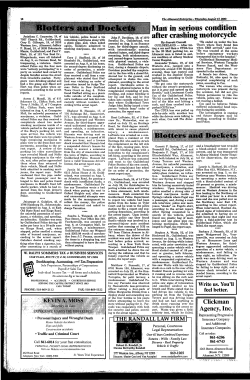 Blotters and Dockets I Man in serious condition after crpillpg