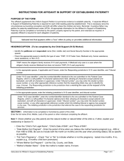 Instructions for Affidavit in Support of Establishing Paternity