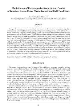 The Influence of Photo-selective Shade Nets on Quality of Tomatoes