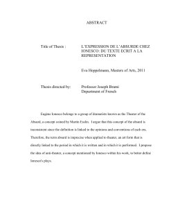 L`EXPRESSION DE L`ABSURDE CHEZ IONESCO