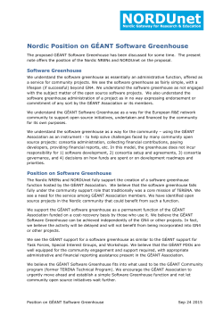 Nordic Position on G&Eacute;ANT Software Greenhouse
