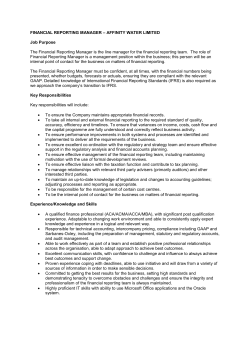 FINANCIAL REPORTING MANAGER &ndash; AFFINITY WATER LIMITED