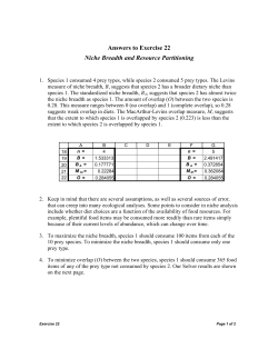 Answers to Exercise 22 Niche Breadth and Resource Partitioning