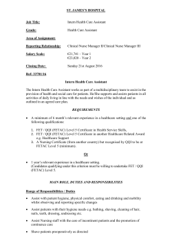 Intern Health Care Assistant Grade