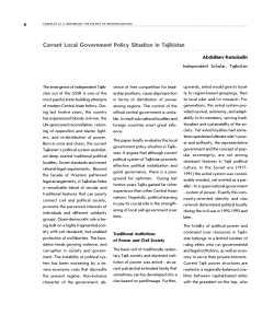 Current Local Government Policy Situation in Tajikistan