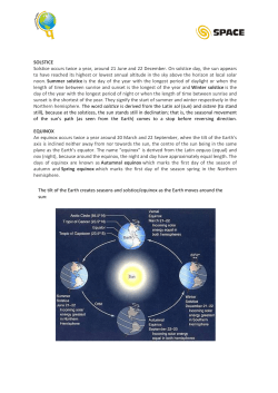 SOLSTICE Solstice occurs twice a year, around 21 June and 22