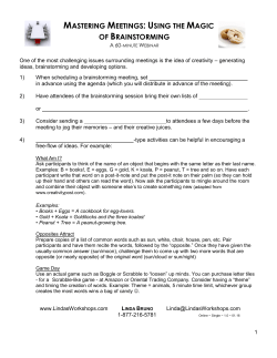 MASTERING MEETINGS: USING THE MAGIC OF BRAINSTORMING