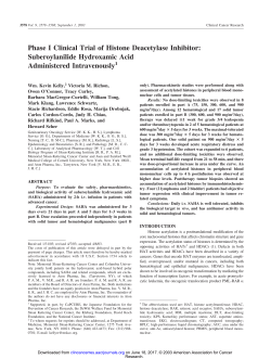 Phase I Clinical Trial of Histone Deacetylase Inhibitor