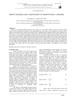 impact models and coefficient of restitution: a review