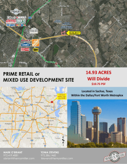 PRIME RETAIL or MIXED USE DEVELOPMENT