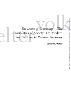 The Limits of Community &mdash; The Possibilities of Society: On Modern