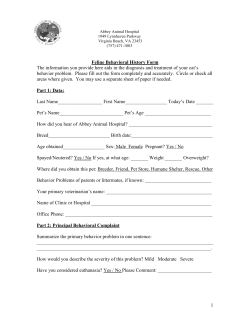 Feline Behavioral Questionaire