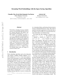 Streaming Word Embeddings with the Space