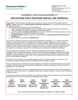 Application for a Pesticide Special Use Approval