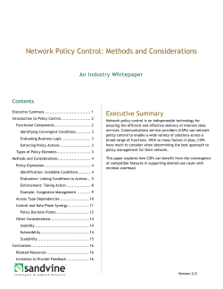 Network Policy Control Methods and Considerations