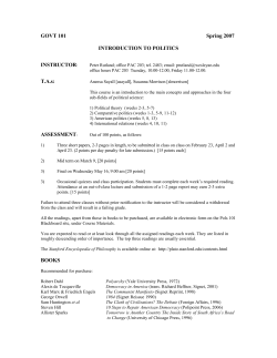 GOVT 101 Introduction to Politics