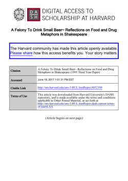 A Felony To Drink Small Beer~ Reflections on Food and Drug