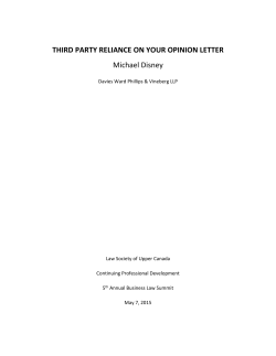 THIRD PARTY RELIANCE ON YOUR OPINION LETTER Michael