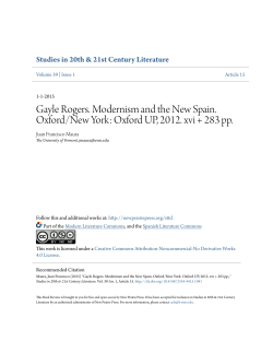 Gayle Rogers. Modernism and the New Spain
