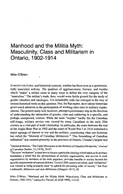 Manhood and the Militia Myth: Masculinity, Class and Militarism in