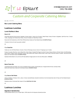 Box Lunch Catering Menu
