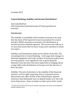 Cordoba 2013 Central Banking, Stability and Income Distribution1