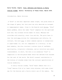 DIVA: EARLY FILM CULTURE AND IMAGE THEORY IN ITALY