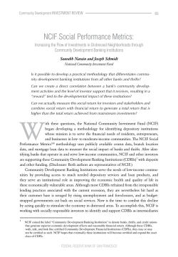 NCIF Social Performance Metrics - Federal Reserve Bank of San