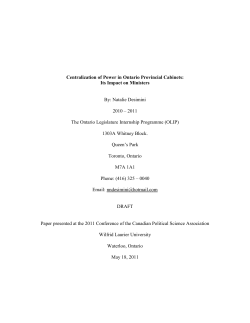 Centralization of Power in Ontario Provincial Cabinets