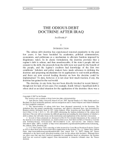 The Odious Debt Doctrine After Iraq