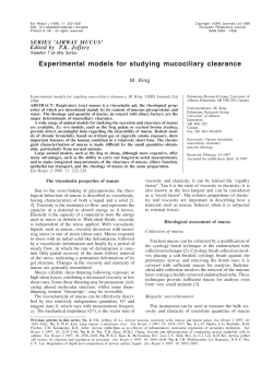 Experimental models for studying mucociliary clearance